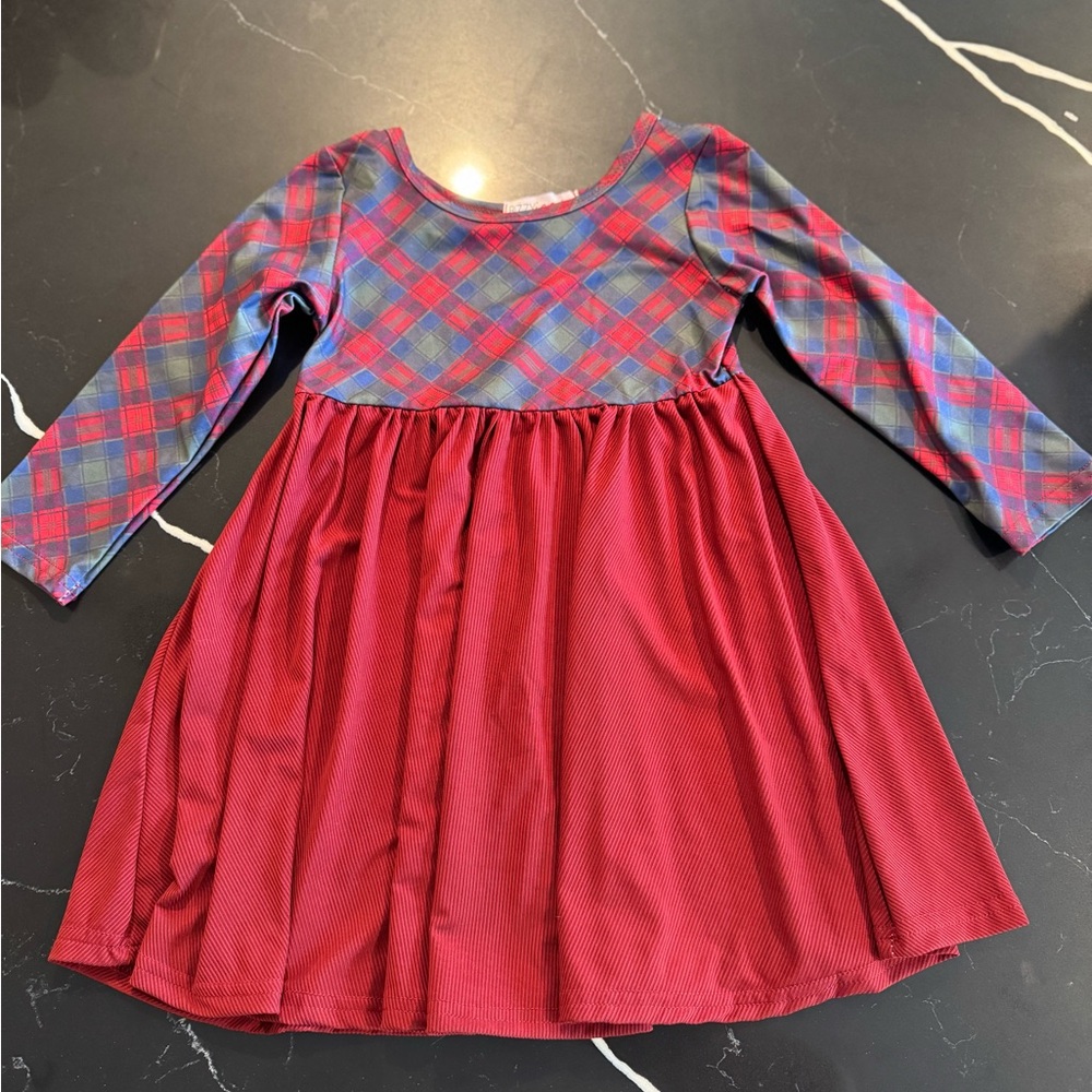 Plaid Red and Blue Kids Dress